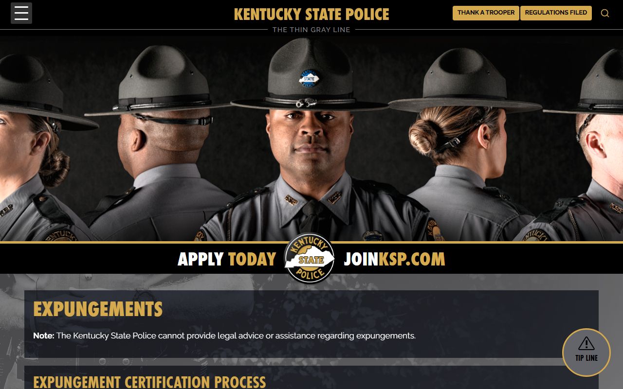 Letcher County criminal court records Kentucky State Police expungement certification