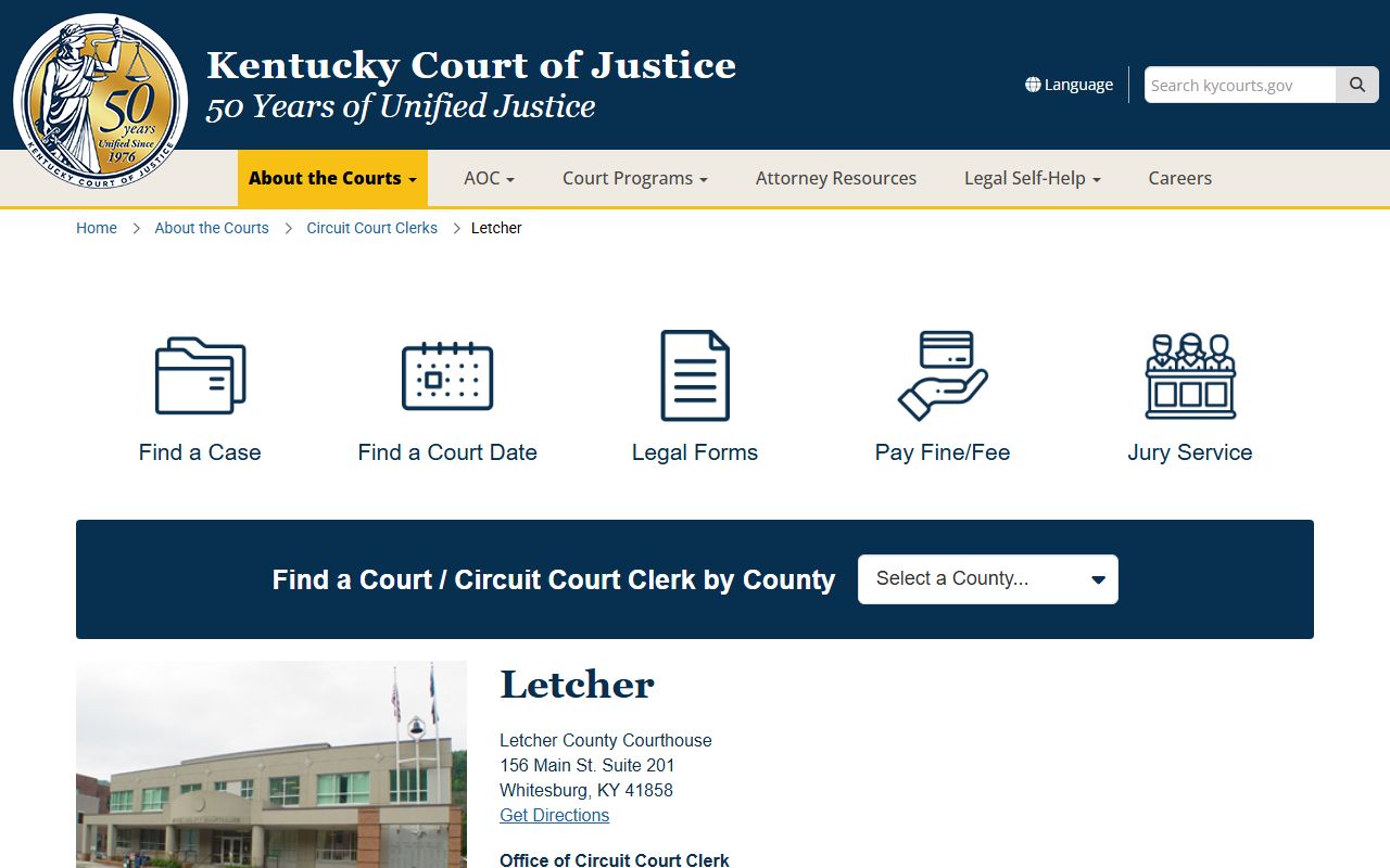 Letcher County court records courthouse and clerk page