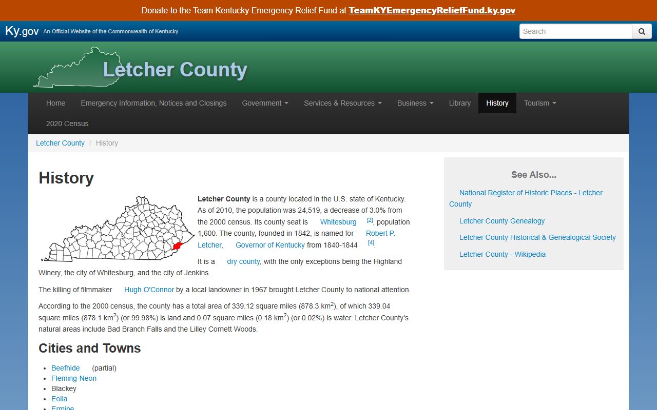 Letcher County court records and county history