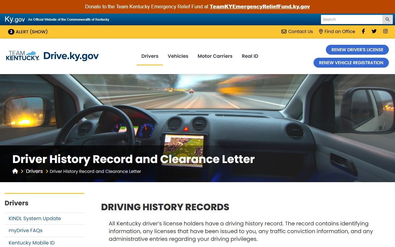 Letcher County traffic court records Kentucky driver history information